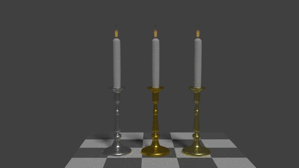 Three Low Poly candle holders with flame preview image 1